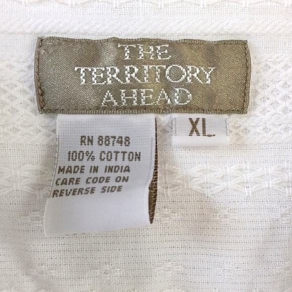 THE TERRITORY AHEAD Textured White Cotton Button Down Shirt XL - Picture 5 of 10